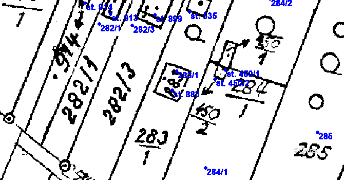 Parcela st. 883 v KÚ Luleč, Katastrální mapa