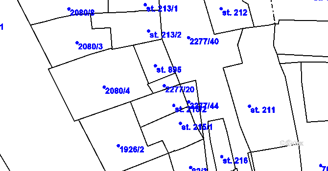 Parcela st. 2277/20 v KÚ Luleč, Katastrální mapa