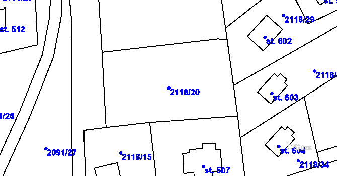 Parcela st. 2118/20 v KÚ Luleč, Katastrální mapa
