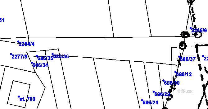 Parcela st. 686/16 v KÚ Luleč, Katastrální mapa