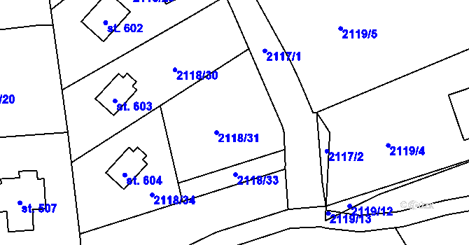 Parcela st. 2118/32 v KÚ Luleč, Katastrální mapa