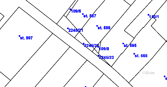 Parcela st. 2245/22 v KÚ Luleč, Katastrální mapa