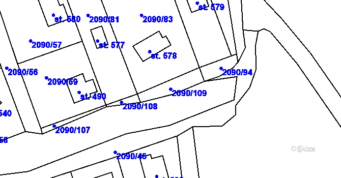 Parcela st. 2090/109 v KÚ Luleč, Katastrální mapa
