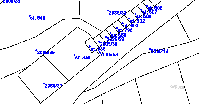 Parcela st. 2085/58 v KÚ Luleč, Katastrální mapa