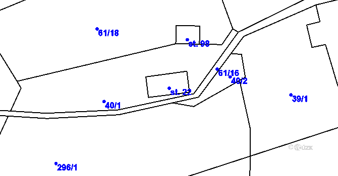 Parcela st. 22 v KÚ Lupenice, Katastrální mapa