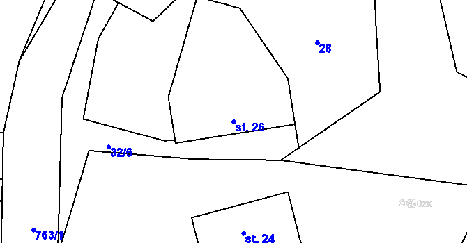 Parcela st. 26 v KÚ Lupenice, Katastrální mapa