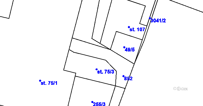 Parcela st. 75/2 v KÚ Lupenice, Katastrální mapa