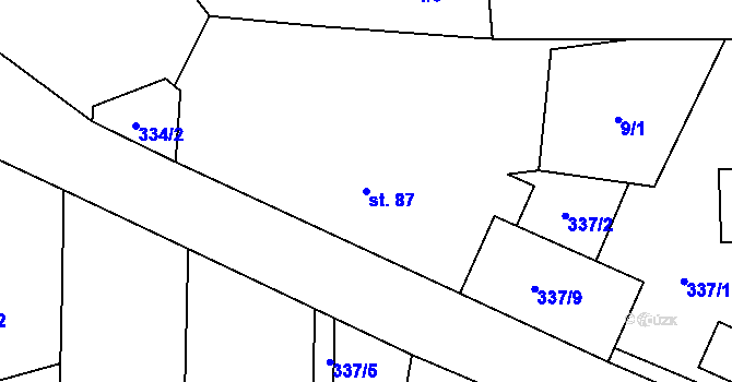 Parcela st. 87 v KÚ Lupenice, Katastrální mapa