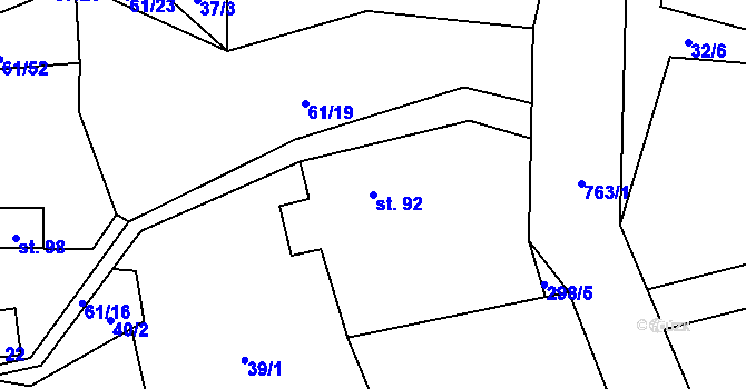 Parcela st. 92 v KÚ Lupenice, Katastrální mapa