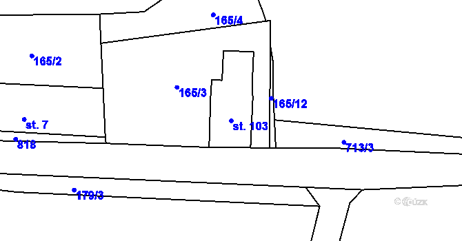 Parcela st. 103 v KÚ Lupenice, Katastrální mapa