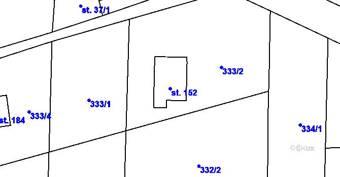 Parcela st. 152 v KÚ Lupenice, Katastrální mapa