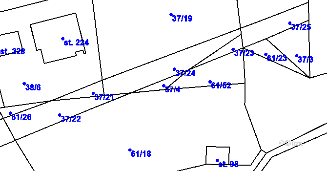 Parcela st. 37/4 v KÚ Lupenice, Katastrální mapa