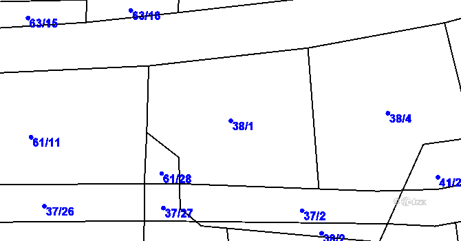 Parcela st. 38/1 v KÚ Lupenice, Katastrální mapa