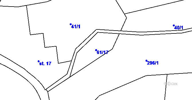 Parcela st. 61/17 v KÚ Lupenice, Katastrální mapa