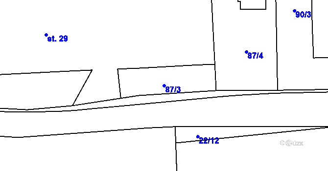 Parcela st. 87/3 v KÚ Lupenice, Katastrální mapa