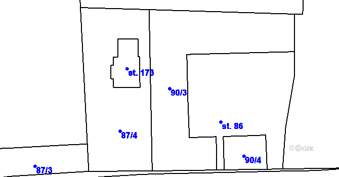 Parcela st. 90/3 v KÚ Lupenice, Katastrální mapa