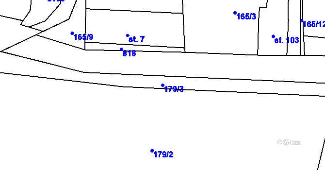 Parcela st. 179/3 v KÚ Lupenice, Katastrální mapa