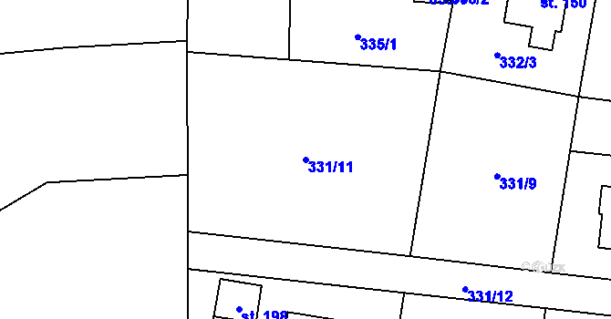 Parcela st. 331/11 v KÚ Lupenice, Katastrální mapa