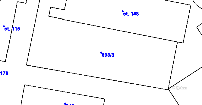 Parcela st. 698/3 v KÚ Lupenice, Katastrální mapa