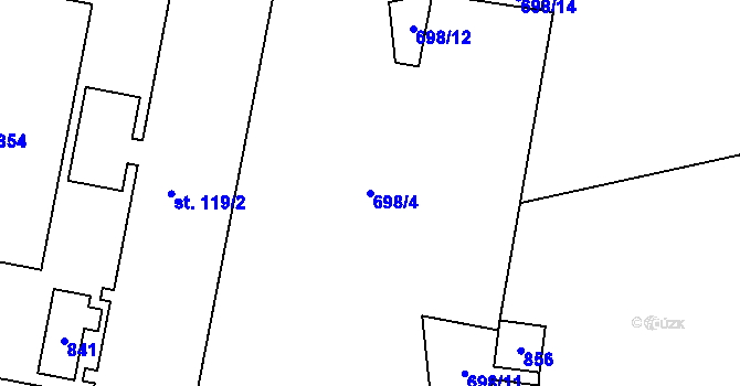 Parcela st. 698/4 v KÚ Lupenice, Katastrální mapa