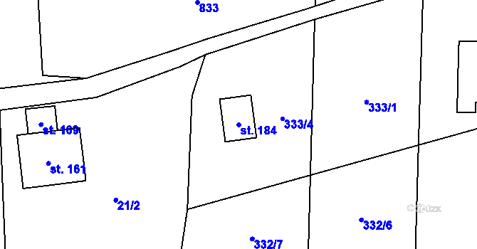 Parcela st. 184 v KÚ Lupenice, Katastrální mapa