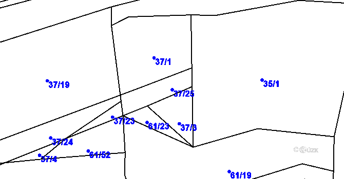 Parcela st. 37/25 v KÚ Lupenice, Katastrální mapa