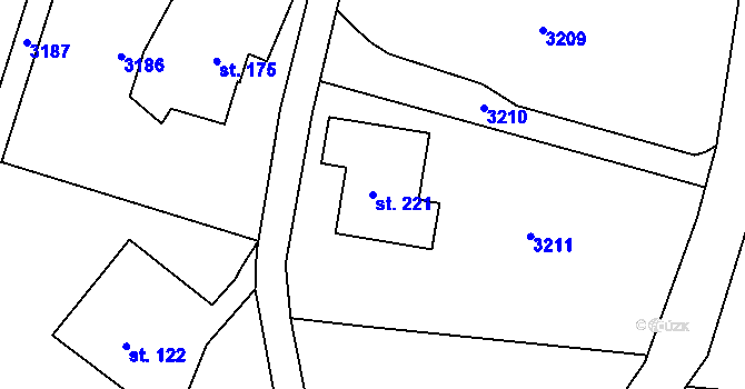 Parcela st. 221 v KÚ Lupenice, Katastrální mapa