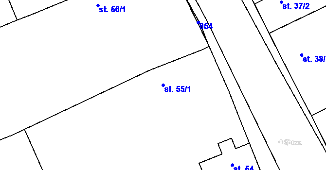 Parcela st. 55/1 v KÚ Luštěnice, Katastrální mapa