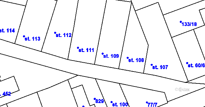 Parcela st. 109 v KÚ Luštěnice, Katastrální mapa