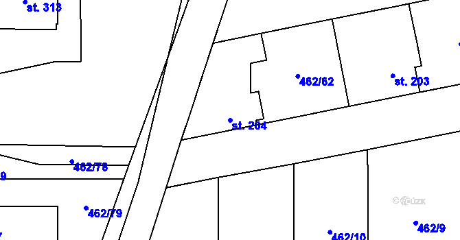 Parcela st. 204 v KÚ Luštěnice, Katastrální mapa