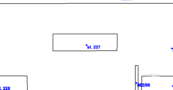Parcela st. 227 v KÚ Luštěnice, Katastrální mapa