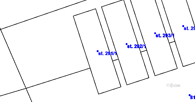Parcela st. 291/1 v KÚ Luštěnice, Katastrální mapa