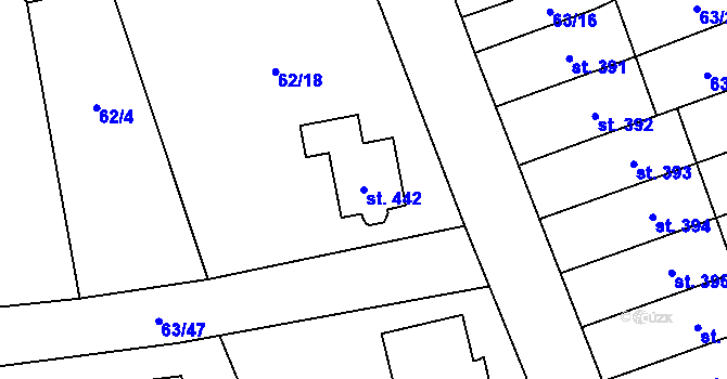 Parcela st. 442 v KÚ Luštěnice, Katastrální mapa