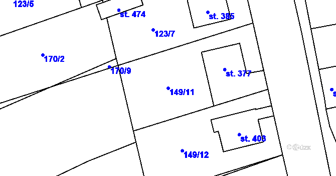 Parcela st. 149/11 v KÚ Luštěnice, Katastrální mapa
