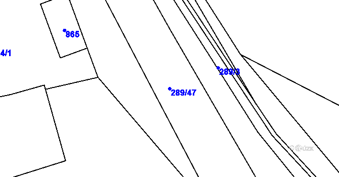 Parcela st. 289/47 v KÚ Luštěnice, Katastrální mapa