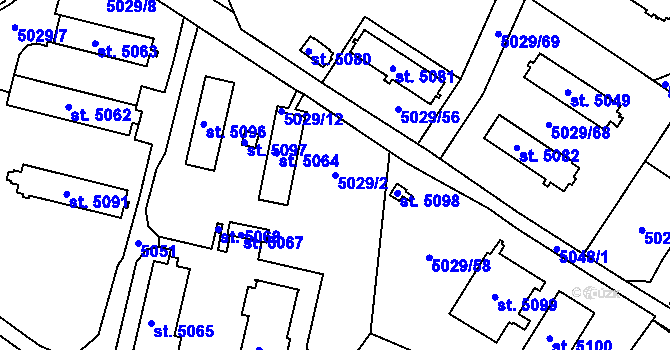 Parcela st. 5029/2 v KÚ Luštěnice, Katastrální mapa