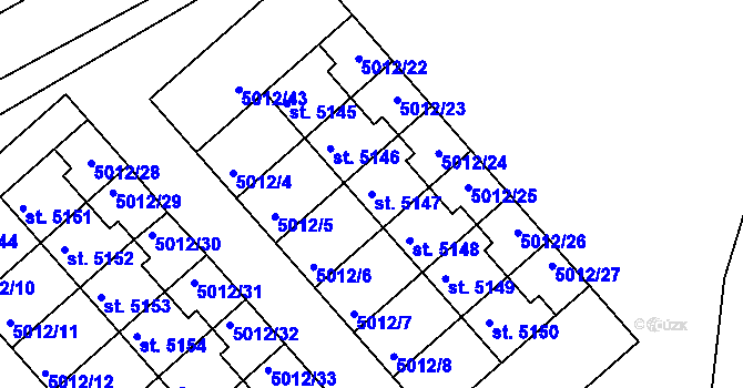 Parcela st. 5147 v KÚ Luštěnice, Katastrální mapa