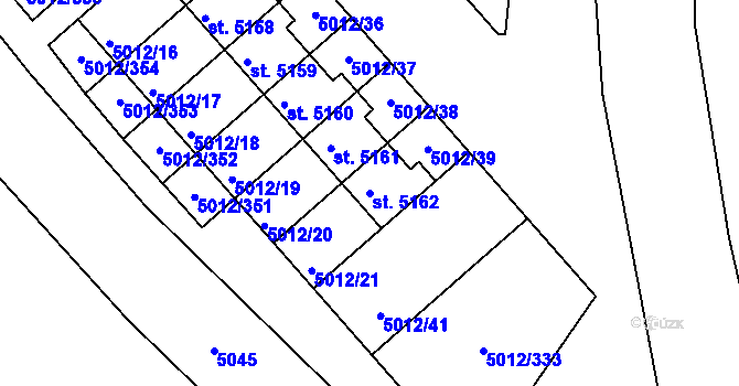 Parcela st. 5162 v KÚ Luštěnice, Katastrální mapa