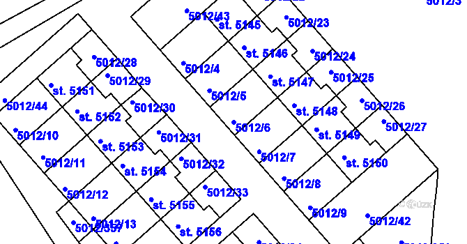 Parcela st. 5012/6 v KÚ Luštěnice, Katastrální mapa