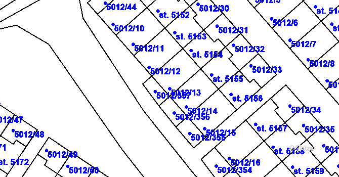 Parcela st. 5012/13 v KÚ Luštěnice, Katastrální mapa