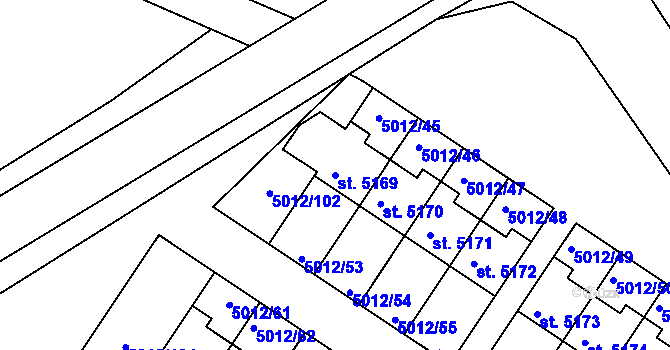 Parcela st. 5169 v KÚ Luštěnice, Katastrální mapa