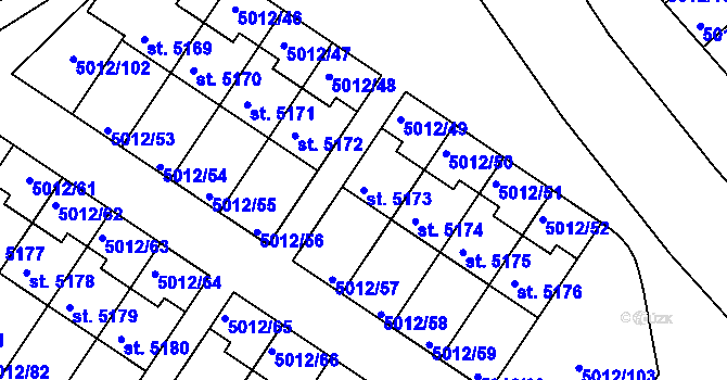 Parcela st. 5173 v KÚ Luštěnice, Katastrální mapa