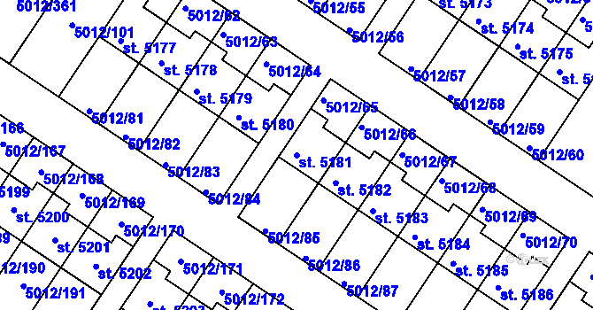 Parcela st. 5181 v KÚ Luštěnice, Katastrální mapa