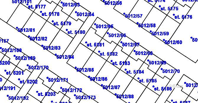 Parcela st. 5182 v KÚ Luštěnice, Katastrální mapa