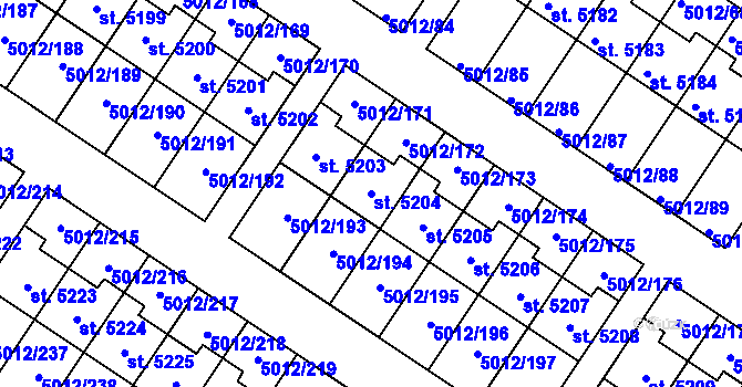 Parcela st. 5204 v KÚ Luštěnice, Katastrální mapa