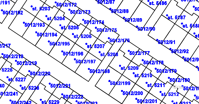 Parcela st. 5208 v KÚ Luštěnice, Katastrální mapa