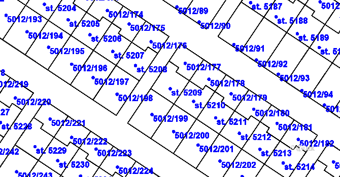 Parcela st. 5209 v KÚ Luštěnice, Katastrální mapa