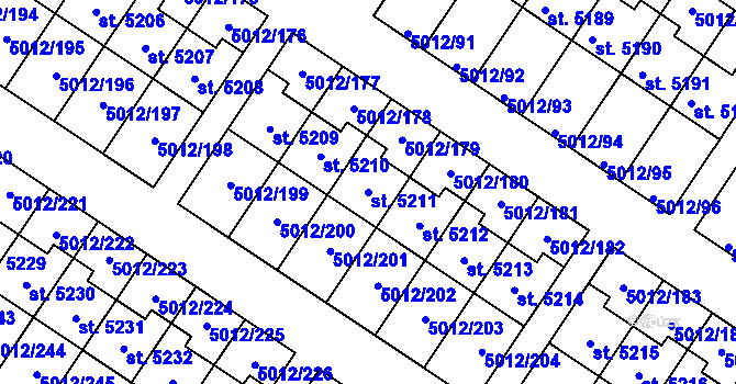 Parcela st. 5211 v KÚ Luštěnice, Katastrální mapa
