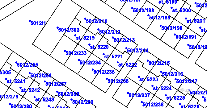 Parcela st. 5221 v KÚ Luštěnice, Katastrální mapa