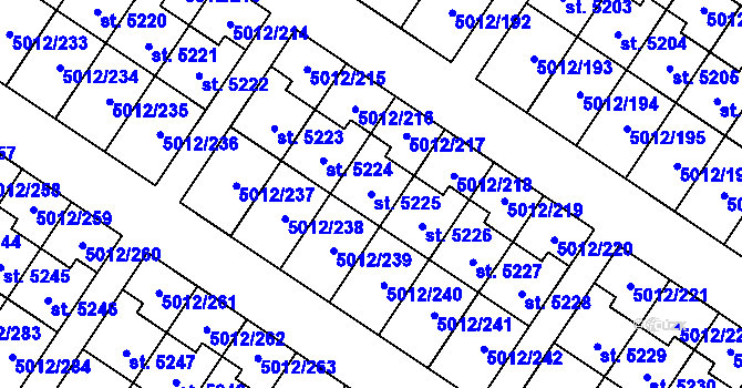 Parcela st. 5225 v KÚ Luštěnice, Katastrální mapa